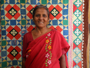 Chohan Deviben, a Rubari single mother who works as textile tutor and participant in the “Katab: Not Only Money” project. Photo by LOkesh Ghai.