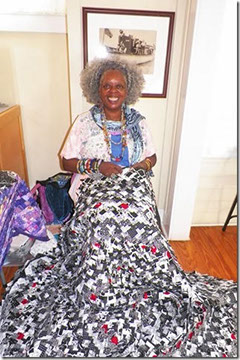 Betty Ford-Smith constructs her Pine Cone/Pine Burr quilts by hand, in her lap, the way Miss Sue taught her.