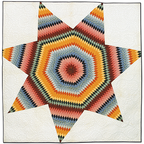 Lone Star, ca. 1875 by unknown artist. Machine quilted in 2003 by Kathy Colvin.